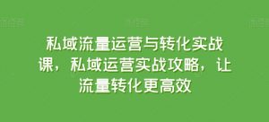 私域流量运营与转化实战课，私域运营实战攻略，让流量转化更高效-最全资源库