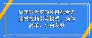 靠卖驾考资源项目配合无脑发视频引流模式，操作简单，小白友好【揭秘】-最全资源库