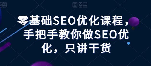 零基础SEO优化课程，手把手教你做SEO优化，只讲干货-最全资源库
