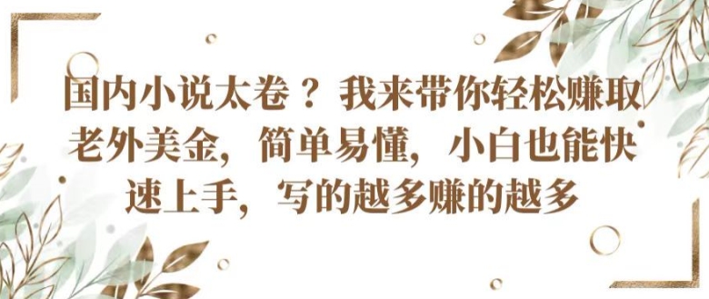 国内小说太卷 ?带你轻松赚取老外美金，简单易懂，小白也能快速上手，写的越多赚的越多【揭秘】-最全资源库