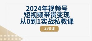 2024年视频号短视频带货变现从0到1实战私教课(31节视频课)-最全资源库