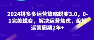 2024拼多多运营策略蜕变3.0，0-1完美蜕变，解决运营焦虑，缩短运营周期2年+-最全资源库