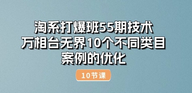 淘系打爆班55期技术：万相台无界10个不同类目案例的优化(10节)-最全资源库