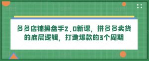 多多店铺操盘手2.0新课，拼多多卖货的底层逻辑，打造爆款的3个周期-最全资源库