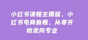 小红书课程主播版，小红书电商教程，从零开始走向专业-最全资源库
