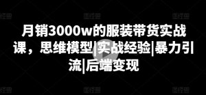 月销3000w的服装带货实战课，思维模型|实战经验|暴力引流|后端变现-最全资源库