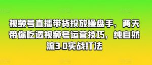 视频号直播带货投放操盘手，两天带你吃透视频号运营技巧，纯自然流3.0实战打法-最全资源库