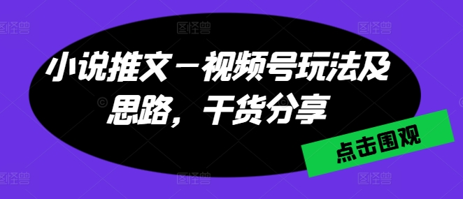 小说推文—视频号玩法及思路，干货分享-最全资源库