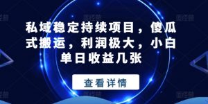 私域稳定持续项目，傻瓜式搬运，利润极大，小白单日收益几张【揭秘】-最全资源库