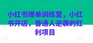 小红书爆单训练营,小红书开店,普通人逆袭的红利项目-最全资源库