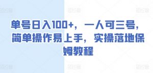 单号日入100+，一人可三号，简单操作易上手，实操落地保姆教程【揭秘】-最全资源库