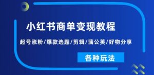 小红书商单变现教程:起号涨粉/爆款选题/剪辑/蒲公英/好物分享/各种玩法-最全资源库