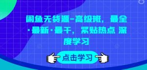 闲鱼无货源-高级班，最全·最新·最干，紧贴热点 深度学习-最全资源库