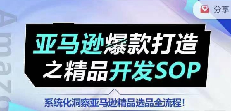 【训练营】亚马逊爆款打造之精品开发SOP，系统化洞察亚马逊精品选品全流程-最全资源库