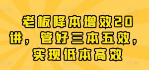 老板降本增效20讲，管好三本五效，实现低本高效-最全资源库