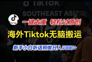 海外Tiktok短视频无脑搬运，一键去重轻松过原创，新手小白听话照做日入几张【揭秘】-最全资源库