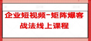 企业短视频-矩阵爆客战法线上课程-最全资源库