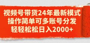 视频号带货24年最新模式，操作简单可多账号分发，轻轻松松日入2k【揭秘】-最全资源库