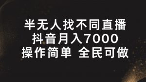 半无人找不同直播，月入7000+，操作简单 全民可做【揭秘】-最全资源库