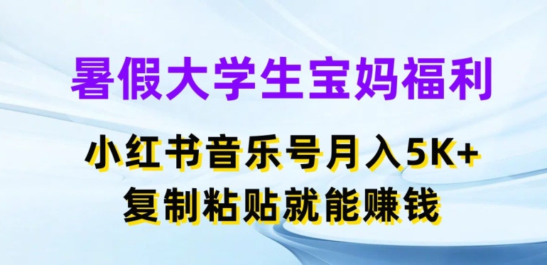 暑假大学生宝妈福利,小红书音乐号月入5000+,复制粘贴就能赚钱【揭秘】-最全资源库