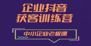 企业抖音营销获客增长训练营，中小企业老板必修课-最全资源库