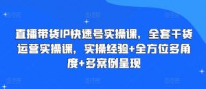 直播带货IP快速号实操课,全套干货运营实操课,实操经验+全方位多角度+多案例呈现-最全资源库