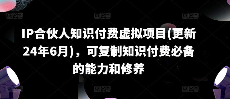 IP合伙人知识付费虚拟项目(更新24年6月)，可复制知识付费必备的能力和修养-最全资源库