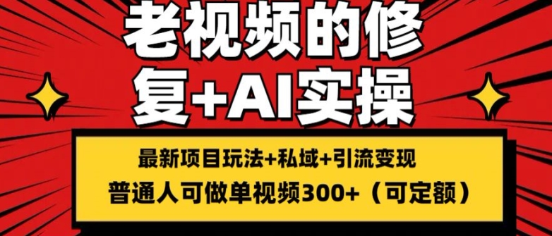 修复老视频的玩法,搬砖+引流的变现(可持久),单条收益300+【揭秘】-最全资源库