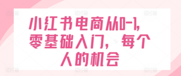 小红书电商从0-1,零基础入门,每个人的机会-最全资源库