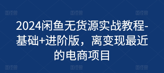 2024闲鱼无货源实战教程-基础+进阶版，离变现最近的电商项目-最全资源库