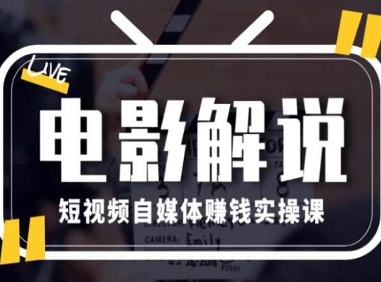 电影解说短视频自媒体赚钱实操课，教你做电影解说短视频，月赚1万-最全资源库