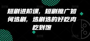 短剧进阶课，短剧推广如何选剧，选剧选的好吃肉吃到饱-最全资源库