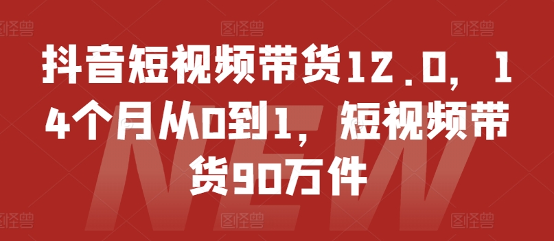抖音短视频带货12.0,14个月从0到1,短视频带货90万件-最全资源库