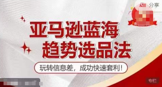 【训练营】亚马逊蓝海趋势选品法，玩转信息差，成功快速套利-最全资源库
