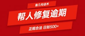 靠一套话术帮人解决逾期日入500+ 看一遍就会(正规合法)【揭秘】-最全资源库