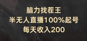 脑力找茬王，半无人直播100%起号，每天收入200+【揭秘】-最全资源库