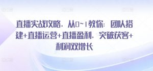直播实战攻略，​从0~1教你：团队搭建+直播运营+直播盈利，突破获客+利润双增长-最全资源库