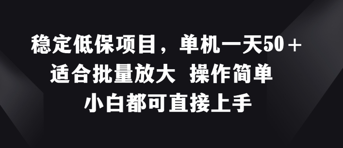 稳定低保项目，单机一天50+适合批量放大 操作简单 小白都可直接上手【揭秘】-最全资源库