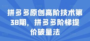 拼多多原创高阶技术第38期,拼多多阶梯提价破量法-最全资源库