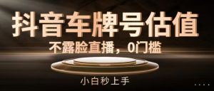 抖音车牌号估值，不露脸直播，0门槛，小白秒上手【揭秘】-最全资源库