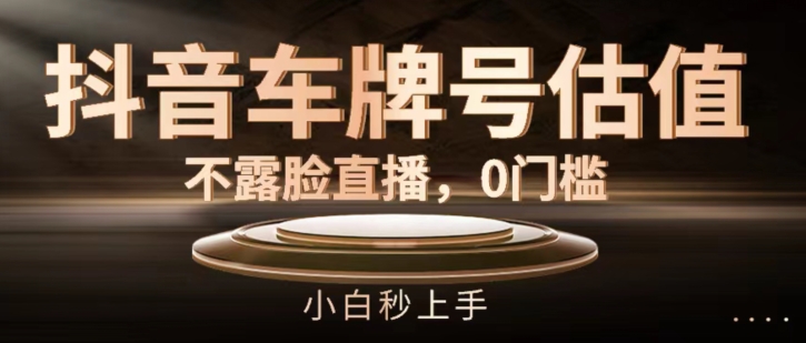 抖音车牌号估值，不露脸直播，0门槛，小白秒上手【揭秘】-最全资源库