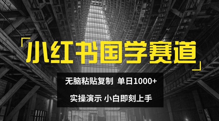 小红书国学赛道，无脑粘贴复制，单日1K，实操演示，小白即刻上手【揭秘】-最全资源库