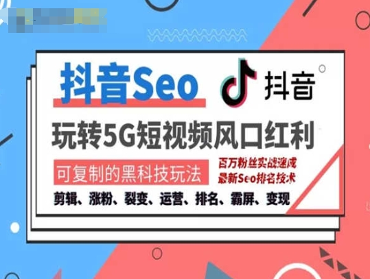抖音SEO引流培训课程-抓住抖音风口，实现搜索排名，获取精准流量，快速成交变现-最全资源库