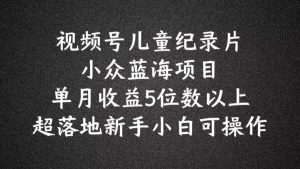 2024蓝海项目视频号儿童纪录片科普，单月收益5位数以上，新手小白可操作【揭秘】-最全资源库