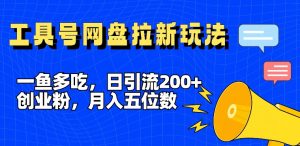 一鱼多吃，日引流200+创业粉，全平台工具号，网盘拉新新玩法月入5位数【揭秘】-最全资源库