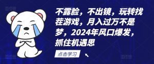 不露脸，不出镜，玩转找茬游戏，月入过万不是梦，2024年风口爆发，抓住机遇【揭秘】-最全资源库