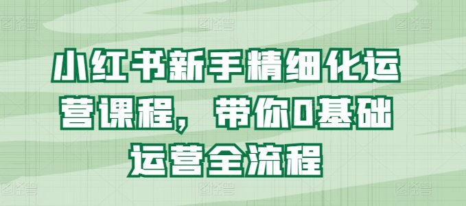 小红书新手精细化运营课程，带你0基础运营全流程-最全资源库