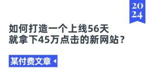 某付费文章《如何打造一个上线56天就拿下45万点击的新网站?》-最全资源库