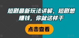 短剧最新玩法讲解，短剧想赚钱，你就这样干-最全资源库