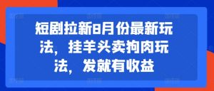 短剧拉新8月份最新玩法，挂羊头卖狗肉玩法，发就有收益-最全资源库